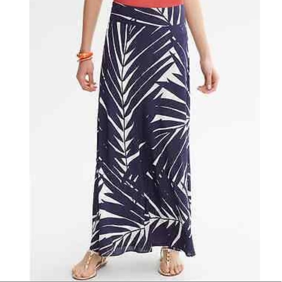 Banana Republic Palm Leaf Silk Patio Maxi Skirt